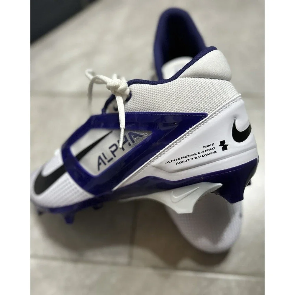 NWOB Nike Alpha Menace Pro 4 Football Cleats White Blue IB2507-102 Men SZ 14.5